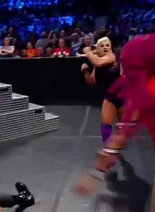 Dana Brooke dominating the “Boss” with a clothesline'